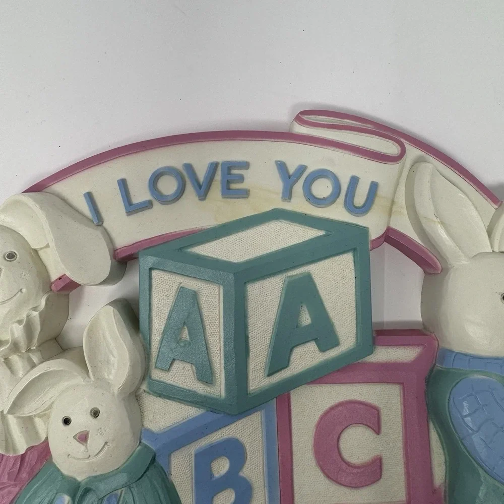 Vintage Bunny Wall Decor Baby Room Pastel Nursery Rabbits 